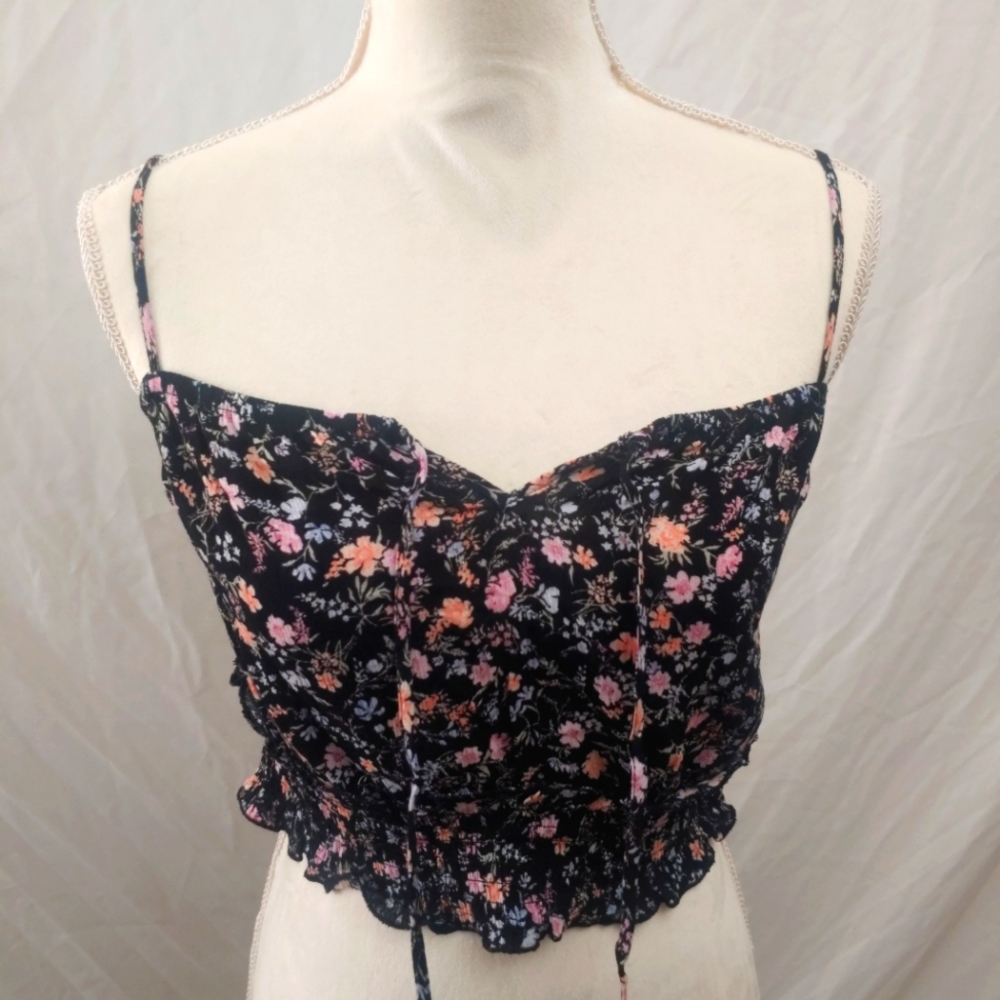 Set Top And Skirt Hippie Rose Black Floral Color Smocked Top Women's Size Medium - Picture 2 of 9